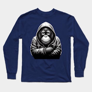 an orangutan wearing a hoodie Long Sleeve T-Shirt